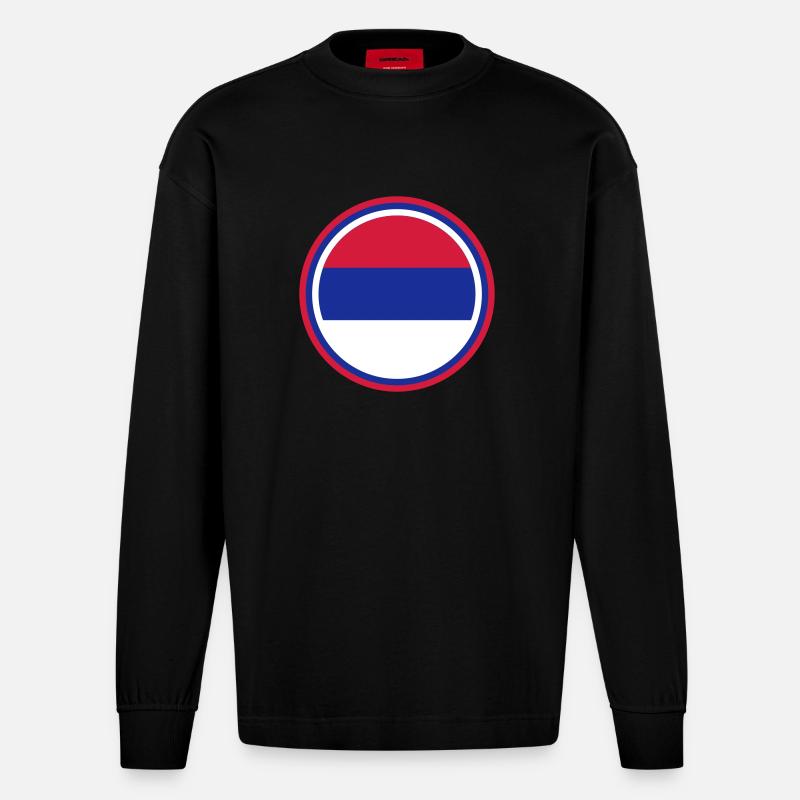 serbien serbia - Heavyweight Oversized Organic Langarmshirt Made in EU - SOLID BLACK