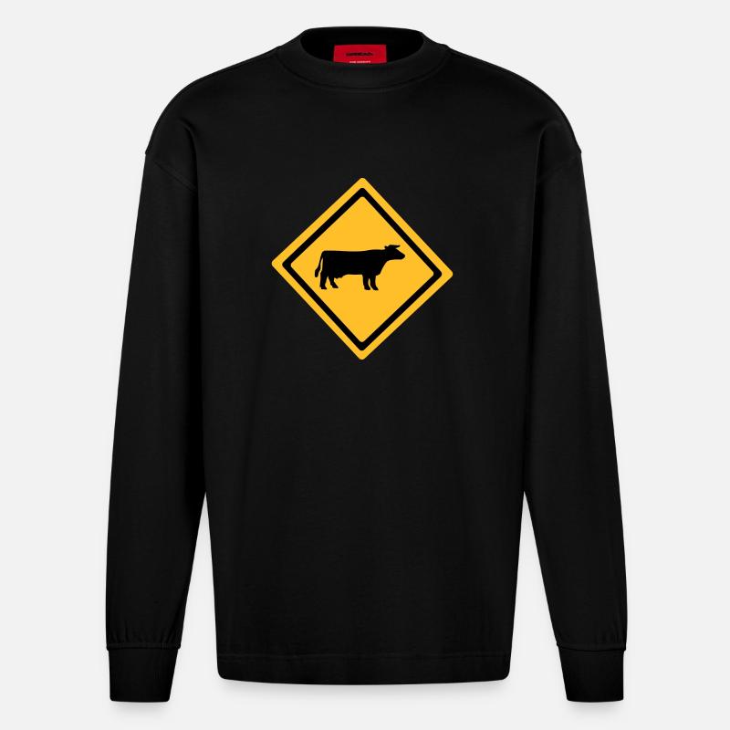 Cattle Anmelden - Heavyweight Oversized Organic Langarmshirt Made in EU - SOLID BLACK