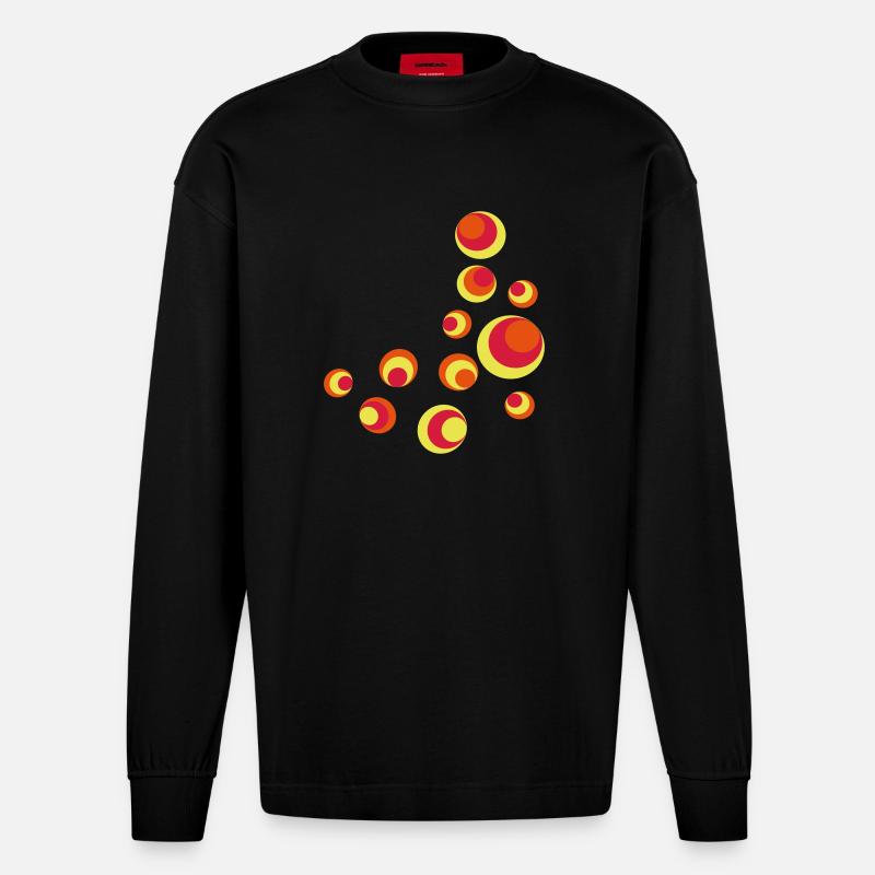 Retro Circles - Heavyweight Oversized Organic Langarmshirt Made in EU - SOLID BLACK