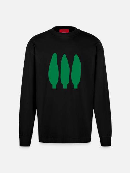3 trees - v - Heavyweight Oversized Organic Longsleeve Shirt Made in EU - SOLID BLACK