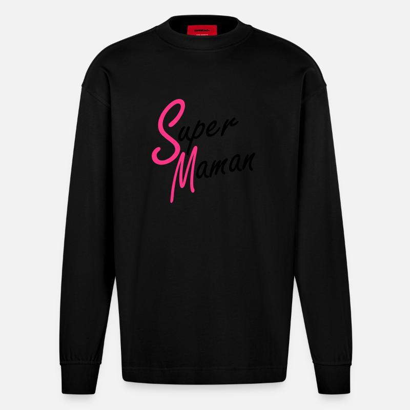 Super Maman - Heavyweight Oversized Organic Langarmshirt Made in EU - SOLID BLACK