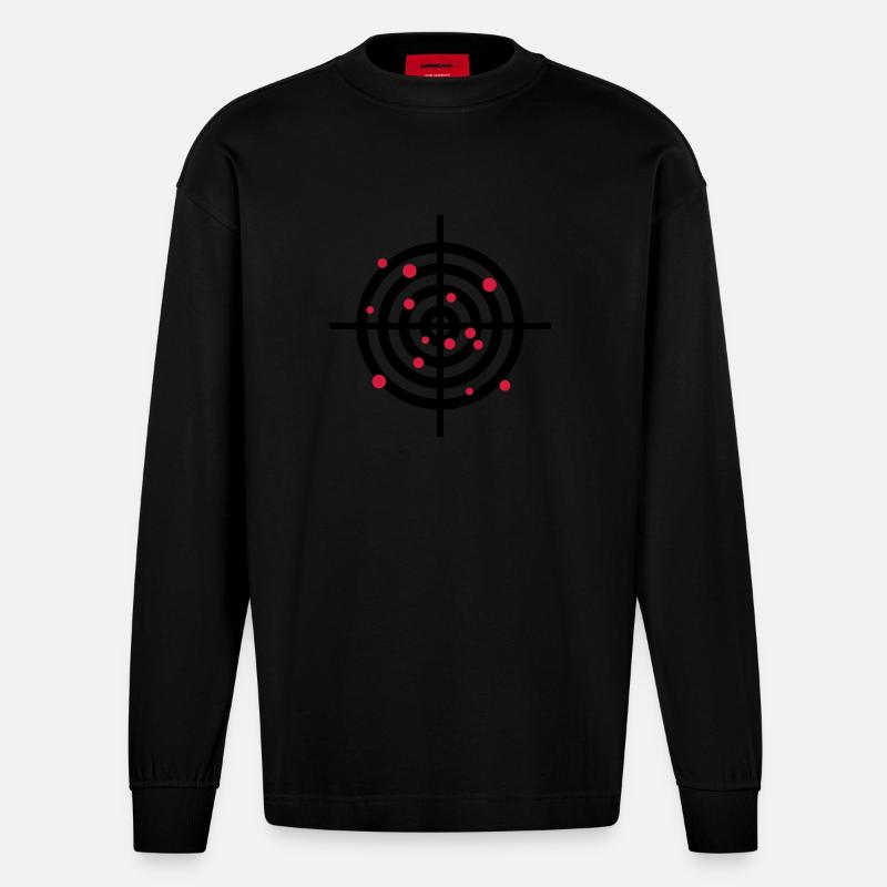 zielscheibe_mit_einschussloechern_2c - Manches longues bio épais oversize fabriqué en UE - SOLID BLACK