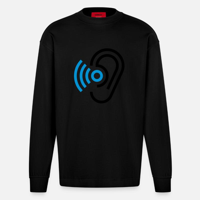 Ohr und Hörgerät - Heavyweight Oversized Organic Langarmshirt Made in EU - SOLID BLACK