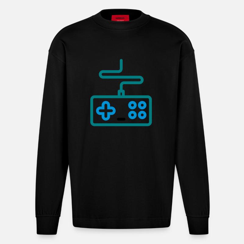 Gaming / eSports / Kontroller - Heavyweight Oversized Organic Langarmshirt Made in EU - SOLID BLACK