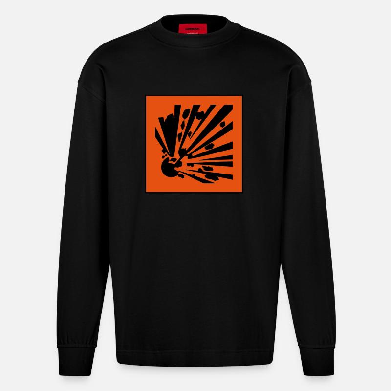 explosiv gefahrensymbol - Heavyweight Oversized Organic Langarmshirt Made in EU - SOLID BLACK