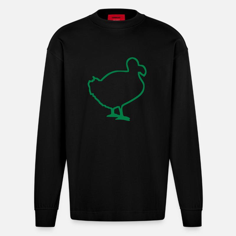 Vogel Dodo - Heavyweight Oversized Organic Langarmshirt Made in EU - SOLID BLACK