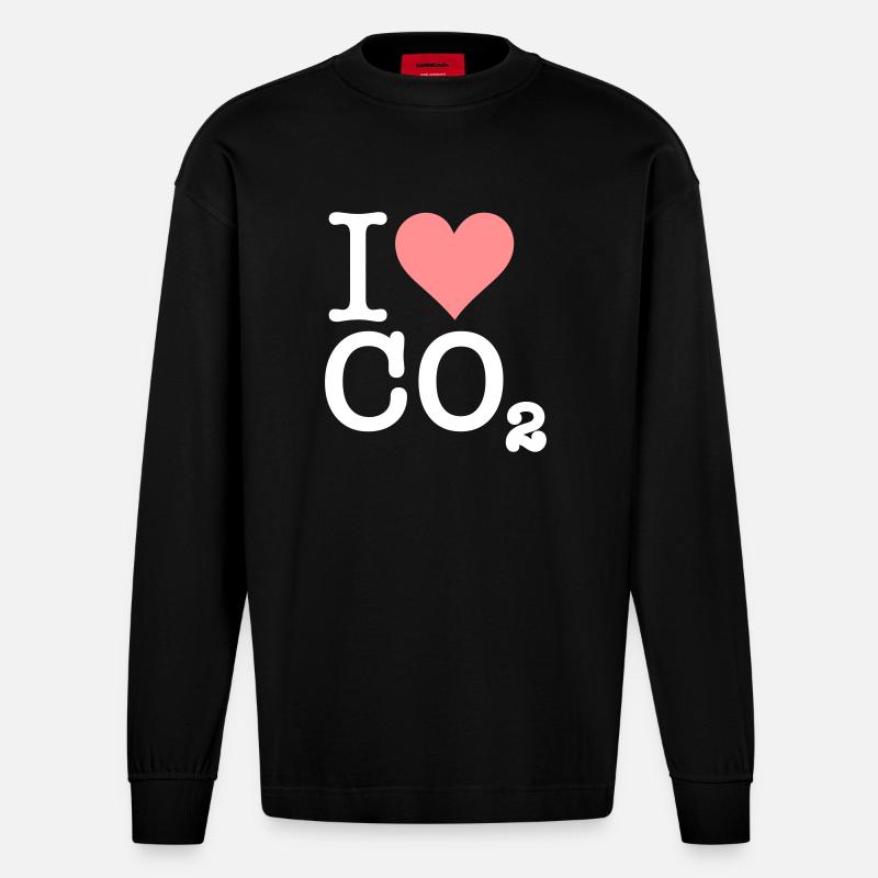Ich liebe CO2 - Heavyweight Oversized Organic Langarmshirt Made in EU - SOLID BLACK