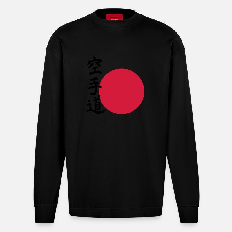 Karate do - Orient - Heavyweight Oversized Organic Langarmshirt Made in EU - SOLID BLACK