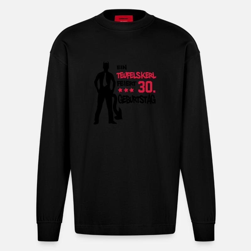 teufelskerl_30 - Heavyweight Oversized Organic Langarmshirt Made in EU - SOLID BLACK