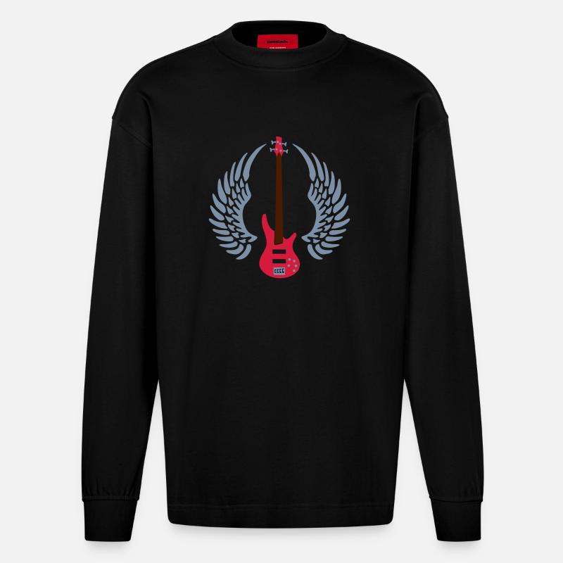 bass_guitar_072011_a_3c - Heavyweight Oversized Organic Langarmshirt Made in EU - SOLID BLACK