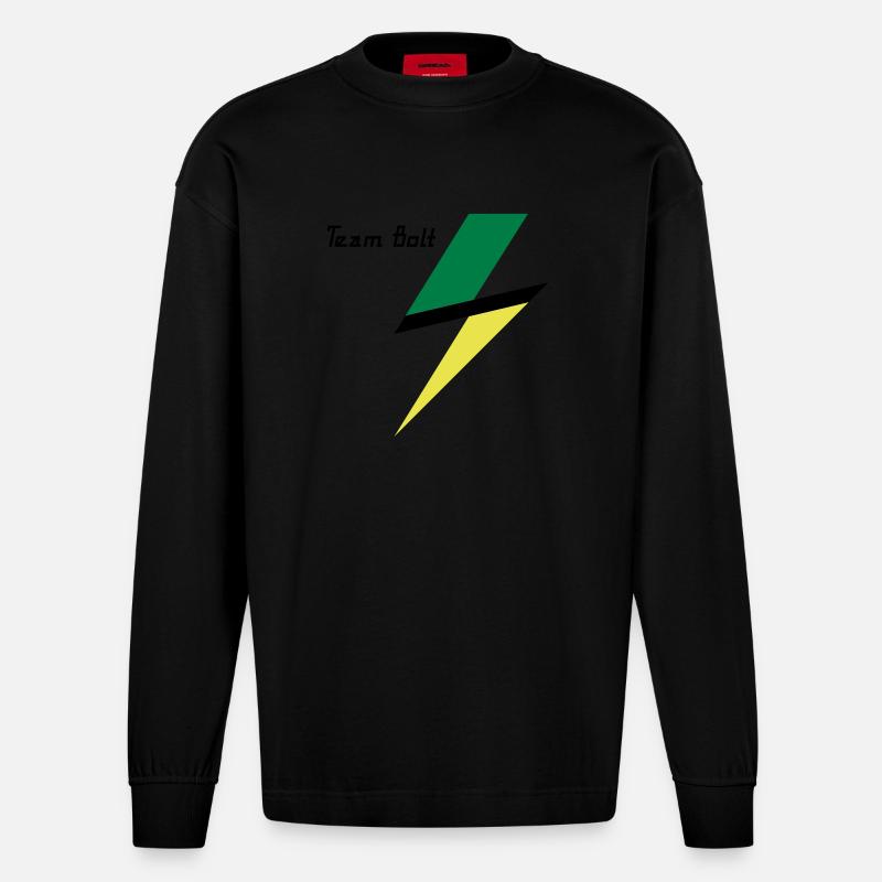 équipe Bolt - Manches longues bio épais oversize fabriqué en UE - SOLID BLACK