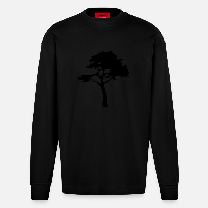 tree_2 - Manches longues bio épais oversize fabriqué en UE - SOLID BLACK