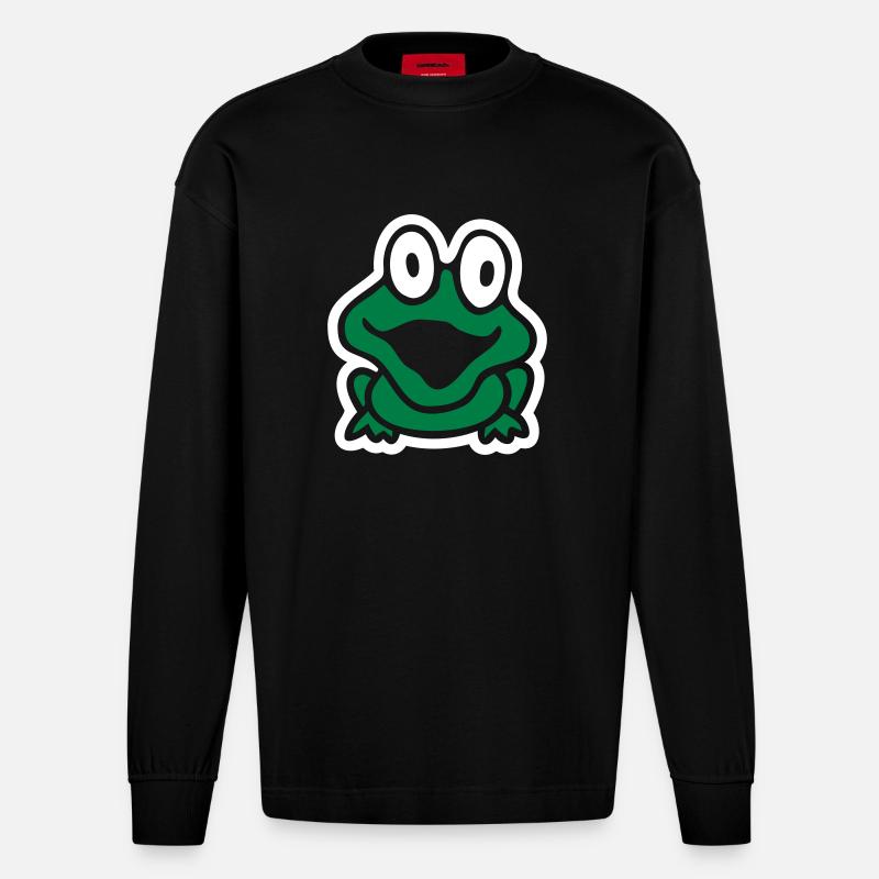 frosch_100 - Heavyweight Oversized Organic Langarmshirt Made in EU - SOLID BLACK