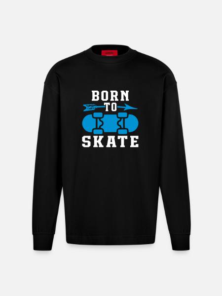 Born To Skate - Heavyweight Oversized Organic Longsleeve Shirt Made in EU - SOLID BLACK