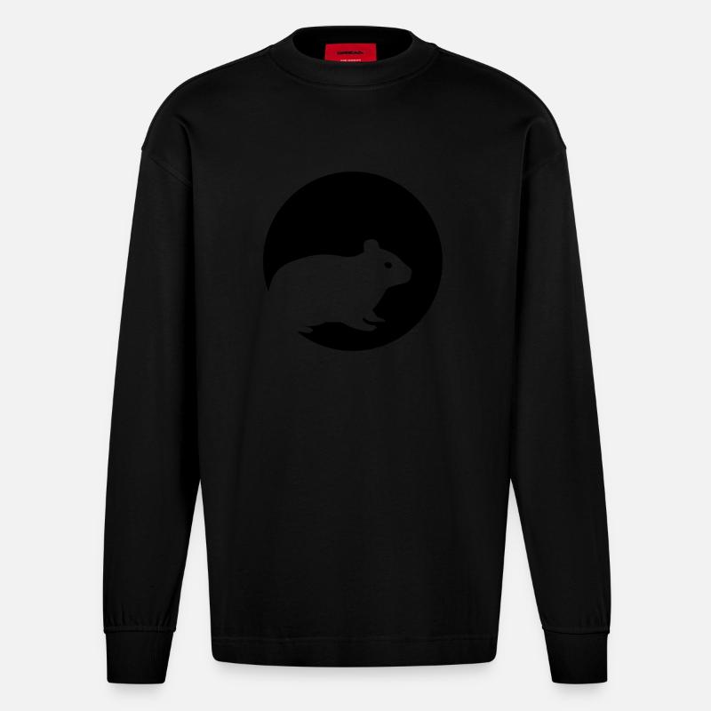 Hamster In The Moon - Manches longues bio épais oversize fabriqué en UE - SOLID BLACK