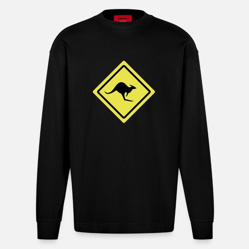 australien - Heavyweight Oversized Organic Langarmshirt Made in EU - SOLID BLACK