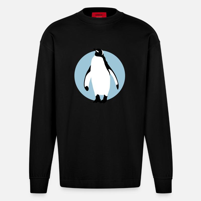 pinguin_032013_b_3c - Heavyweight Oversized Organic Langarmshirt Made in EU - SOLID BLACK