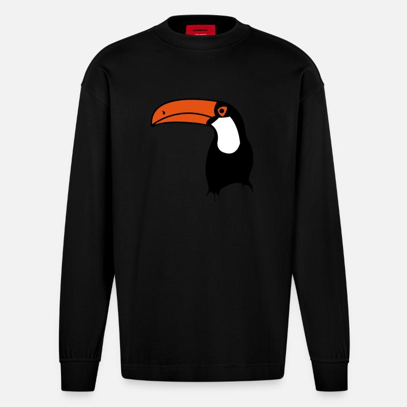 papagai2 - Heavyweight Oversized Organic Langarmshirt Made in EU - SOLID BLACK