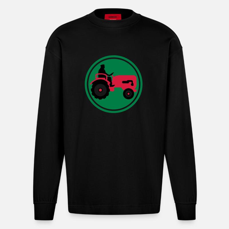 bauer_mit_traktor_032013_a_3c - Heavyweight Oversized Organic Langarmshirt Made in EU - SOLID BLACK