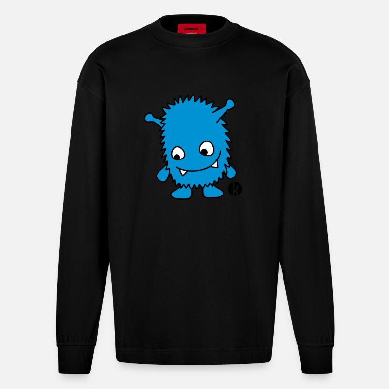 Monster (3ck) - Heavyweight Oversized Organic Langarmshirt Made in EU - SOLID BLACK