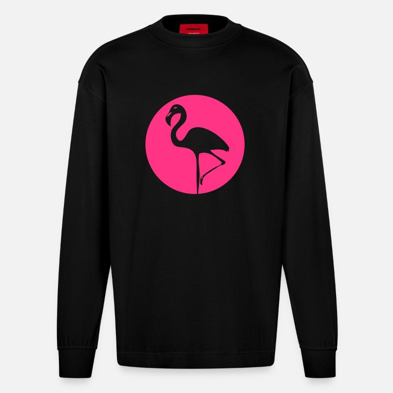 Flamingo - Heavyweight Oversized Organic Langarmshirt Made in EU - SOLID BLACK