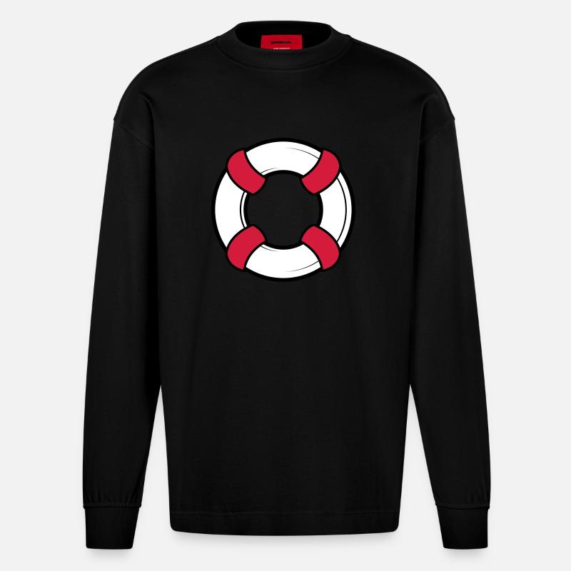 Rettungsring - Heavyweight Oversized Organic Langarmshirt Made in EU - SOLID BLACK