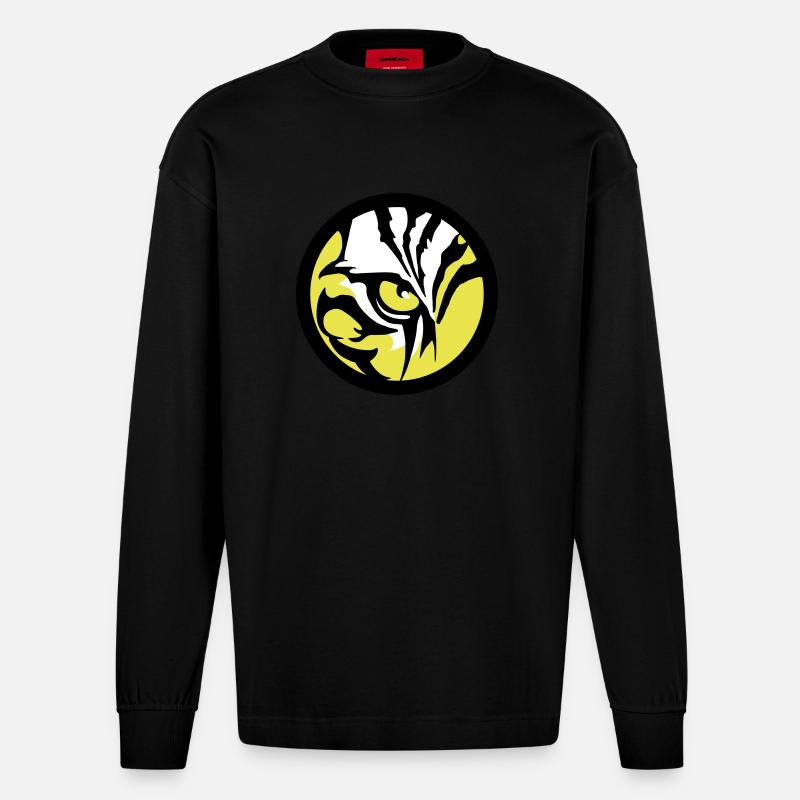 Tiger Eye - Heavyweight Oversized Organic Langarmshirt Made in EU - SOLID BLACK
