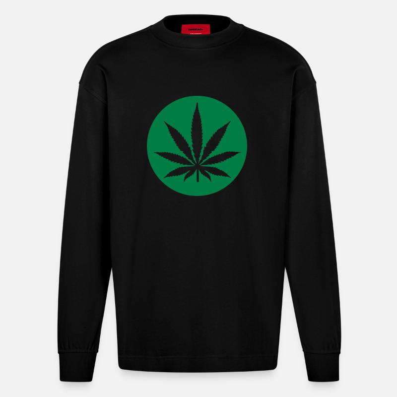 Marihuana - Heavyweight Oversized Organic Langarmshirt Made in EU - SOLID BLACK