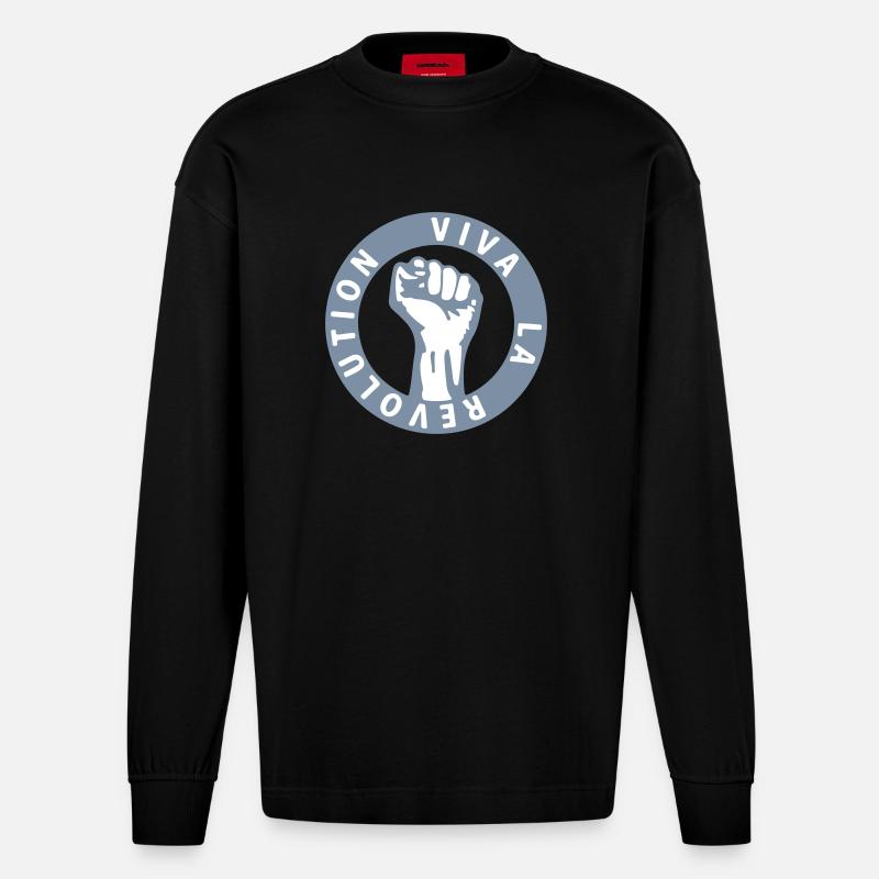 Viva La Revolution - Heavyweight Oversized Organic Langarmshirt Made in EU - SOLID BLACK