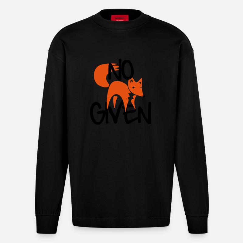 No Fox Given - Heavyweight Oversized Organic Langarmshirt Made in EU - SOLID BLACK