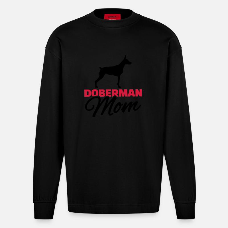 Doberman Mom - Manches longues bio épais oversize fabriqué en UE - SOLID BLACK