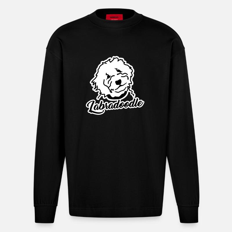 Labradoodle - Heavyweight Oversized Organic Langarmshirt Made in EU - SOLID BLACK