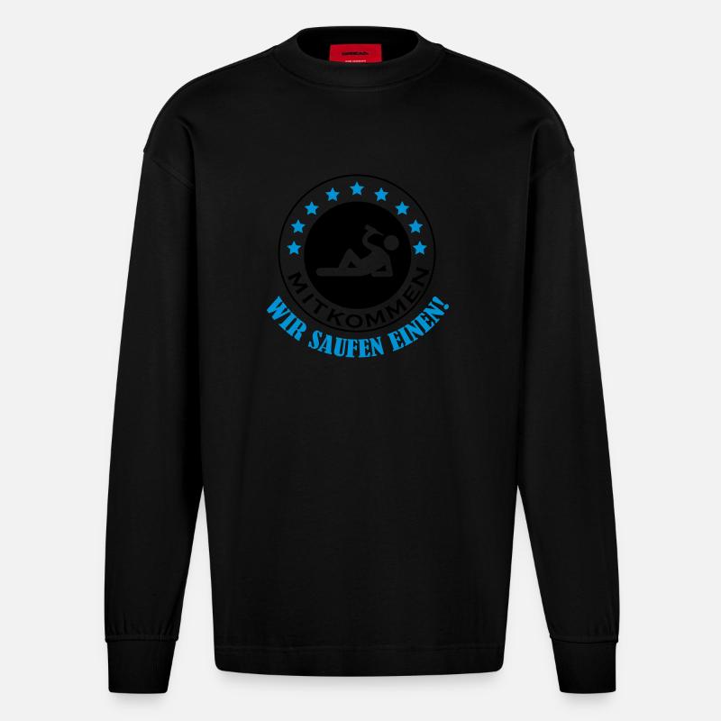 mitkommen_wir_saufen_einen_002 - Heavyweight Oversized Organic Langarmshirt Made in EU - SOLID BLACK