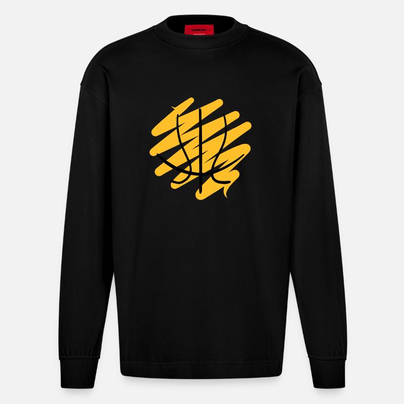 Basketball 58 - Heavyweight Oversized Organic Langarmshirt Made in EU - SOLID BLACK