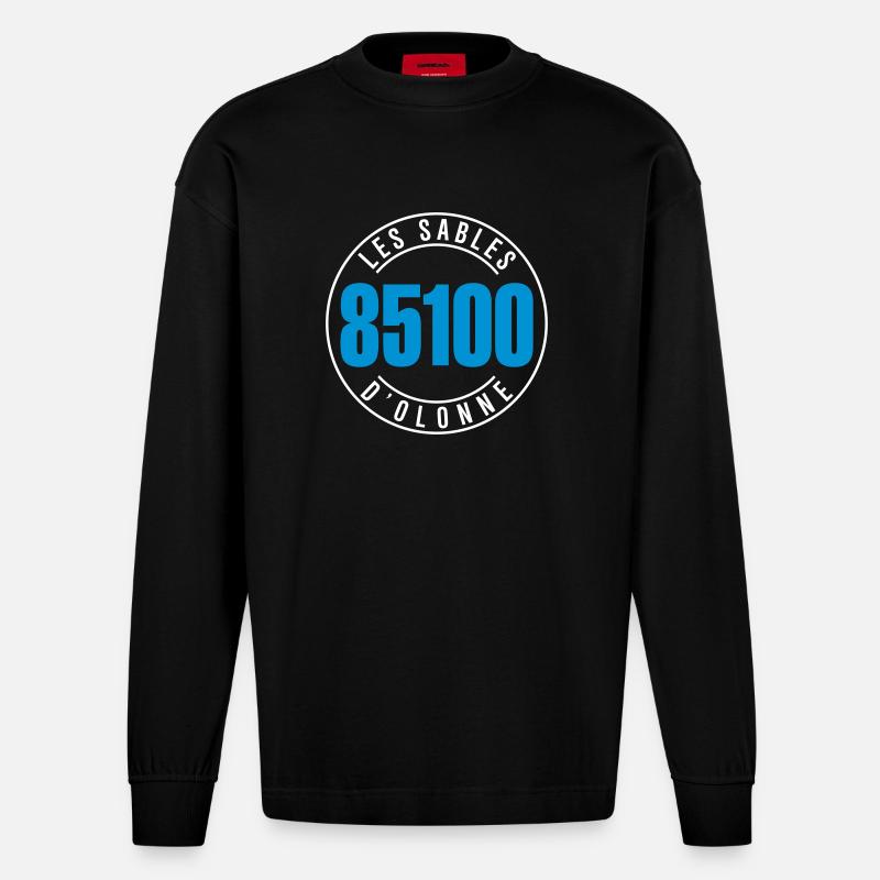 Les Sables d'Olonne 85100 - Heavyweight Oversized Organic Langarmshirt Made in EU - SOLID BLACK