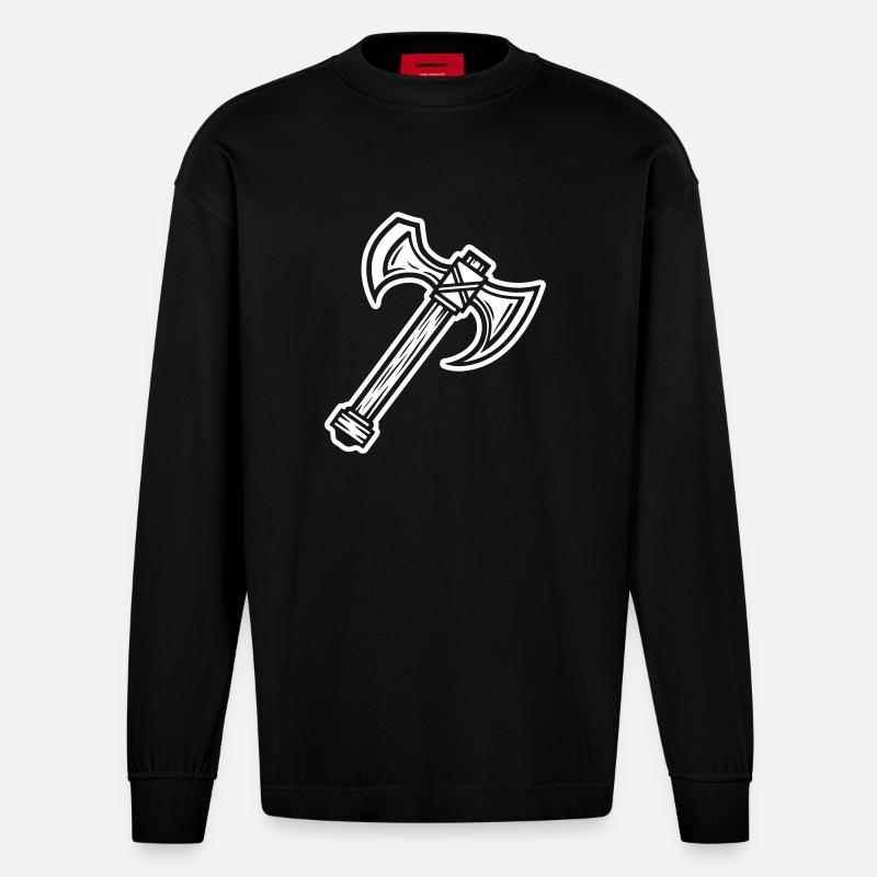 Axe Element - Heavyweight Oversized Organic Longsleeve Shirt Made in EU - SOLID BLACK