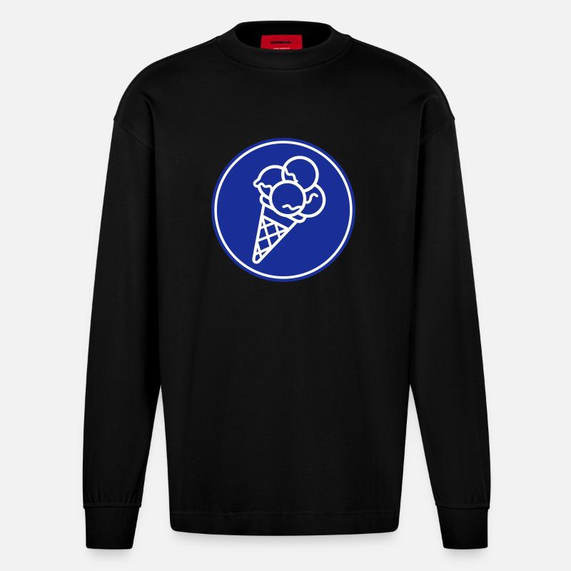 Eicreme Eis Sommer - Heavyweight Oversized Organic Langarmshirt Made in EU - SOLID BLACK