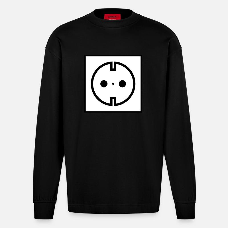 Steckdose Strom - Heavyweight Oversized Organic Langarmshirt Made in EU - SOLID BLACK