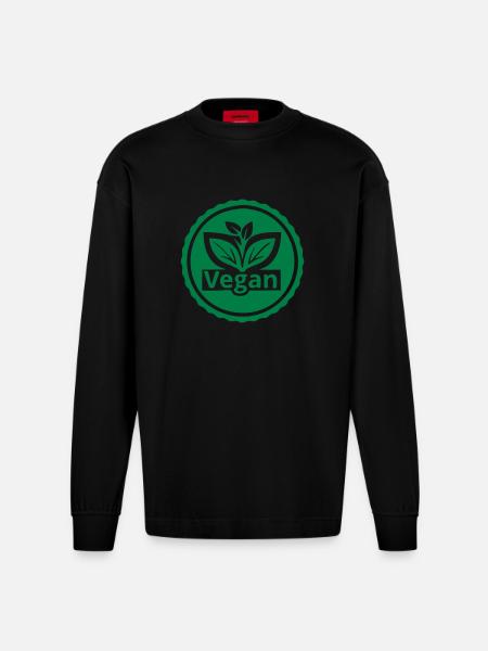 Go Vegan - Heavyweight Oversized Organic Longsleeve Shirt Made in EU - SOLID BLACK