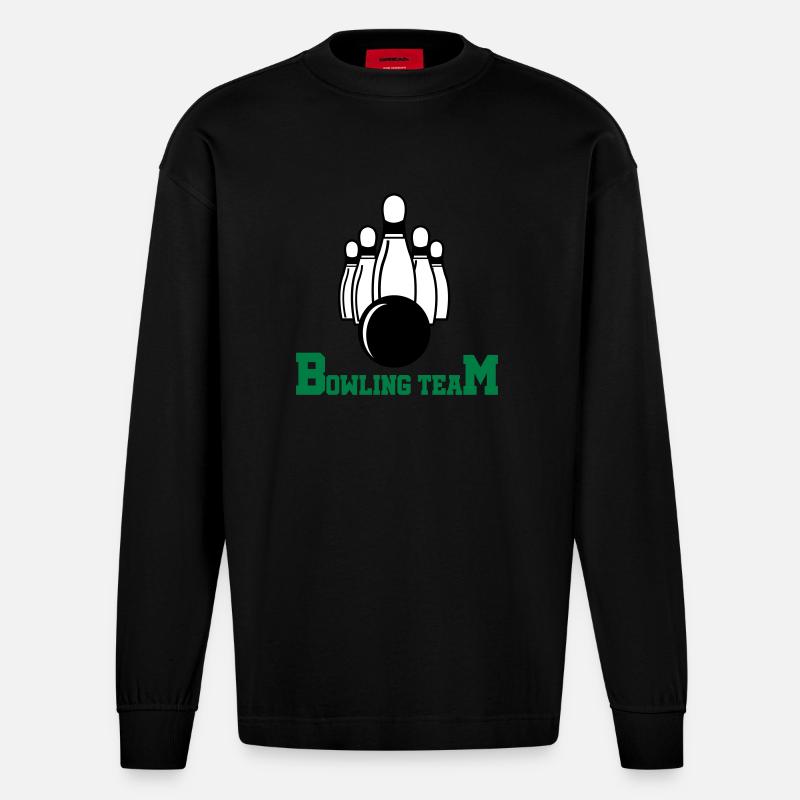 Équipe de bowling - Manches longues bio épais oversize fabriqué en UE - SOLID BLACK