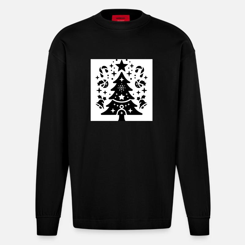 Christmas - Heavyweight Oversized Organic Langarmshirt Made in EU - SOLID BLACK