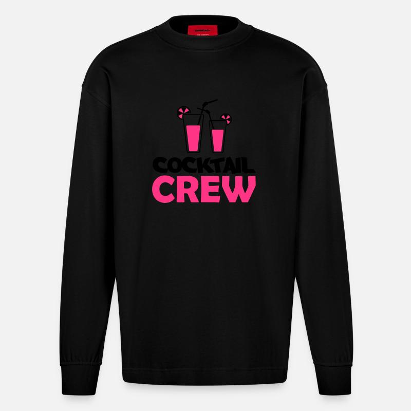 cocktail crew - Heavyweight Oversized Organic Langarmshirt Made in EU - SOLID BLACK