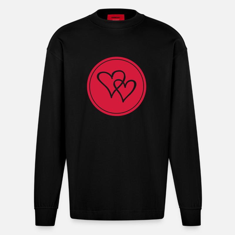 herzchen - Heavyweight Oversized Organic Langarmshirt Made in EU - SOLID BLACK