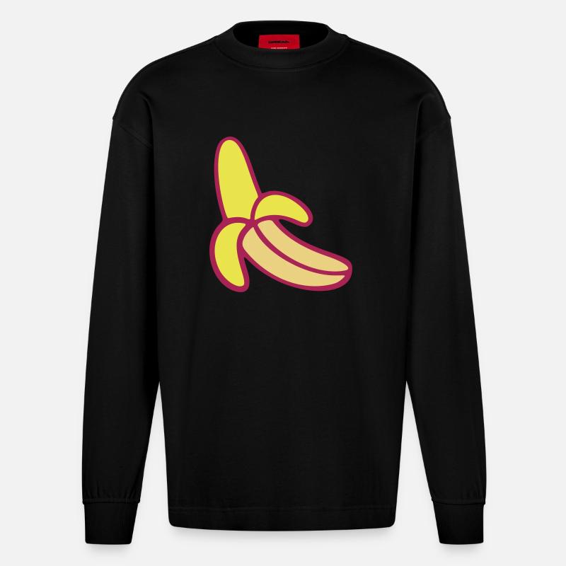 Banane - Heavyweight Oversized Organic Langarmshirt Made in EU - SOLID BLACK