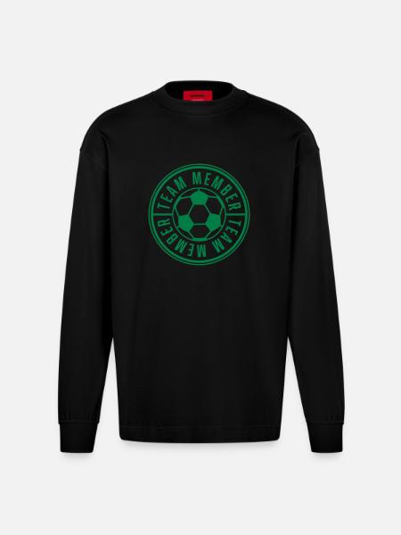 Fußball Soccer - Heavyweight Oversized Organic Langarmshirt Made in EU - SOLID BLACK