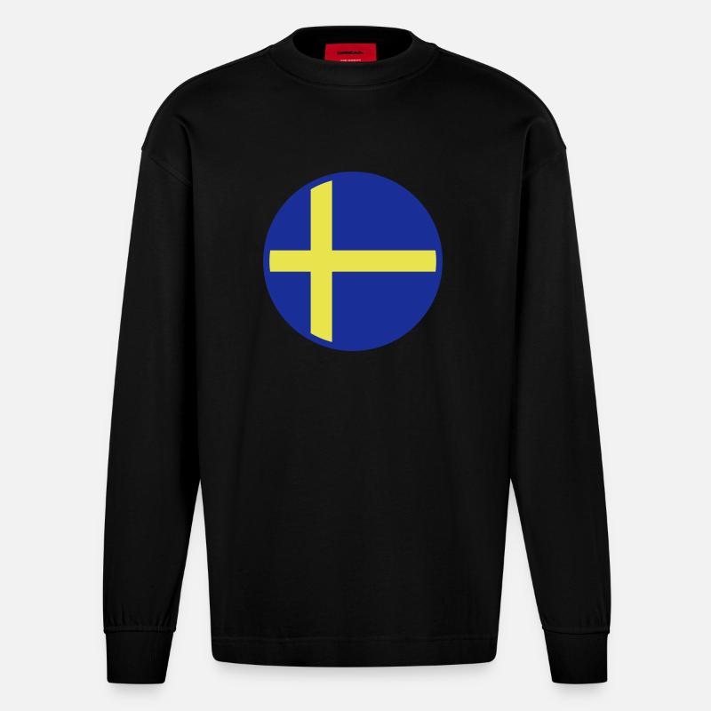 Drapeau de la Suède Drapeau - Manches longues bio épais oversize fabriqué en UE - SOLID BLACK