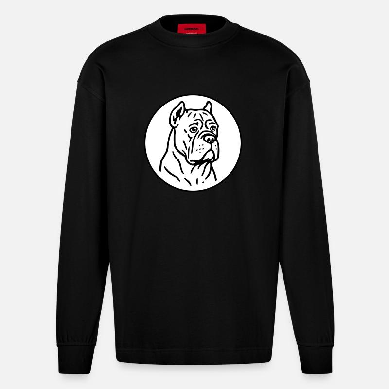 Cane Corso - Heavyweight Oversized Organic Langarmshirt Made in EU - SOLID BLACK