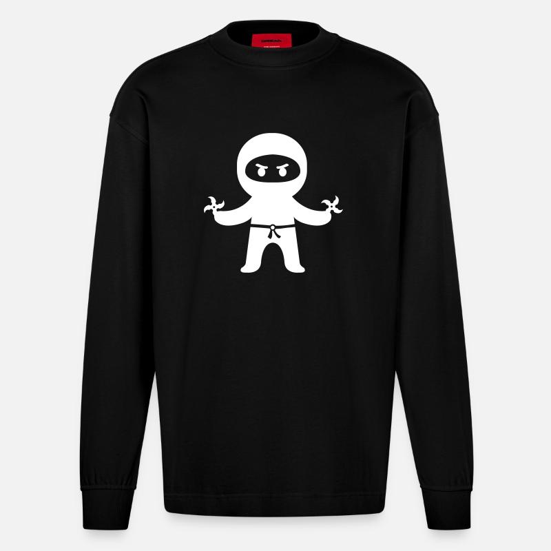 ninja 1 - Heavyweight Oversized Organic Langarmshirt Made in EU - SOLID BLACK