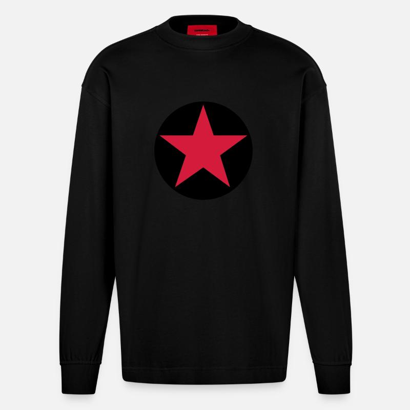 SternKreis 2col - Heavyweight Oversized Organic Langarmshirt Made in EU - SOLID BLACK