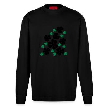 Trèfles - Manches longues bio épais oversize fabriqué en UE - SOLID BLACK - Devant